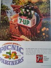 7 Up Cola Print Ad Original Vintage 1960s Picnic Basket Pack Admiral Tv Playmate
