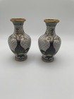 Vintage Pair Of Chinese Cloisonne Enamel Vases 4  Tall