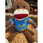 Dan Dee Collectors Choice Sock Monkey Plush Brown Blue Heart Shirt 12 Inch