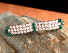 Vtg 2  Art Deco Style Rhinestone Bar Pin White   Green Silver Tone  prong Set