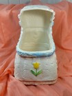 Vintage Napco Ceramic Baby Cradle Planter- C7773