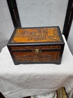 2 Vintage Hand Carved Hinged Wooden Boxes Chinese With Latch Mid 20th Century