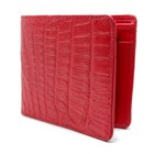 New Red Genuine Croc Leather Belly Skin Men Bifold Slim Coin Pocket Wallet 
