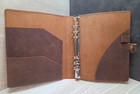 Fan ran Genuine Leather A5 6-ring Binder Portfolio Organizer  Vintage Brown