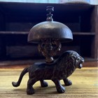 Antique Brass Lion Hotel Desk servants Bell Late 19th Early 20th Century