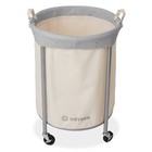 Commercial Heavy Duty Round Rolling Canvas Bin Laundry Hamper On Wheels  White