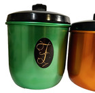 Vintage 1960 s Set Of 5 Colourful Anodised Aluminum Kitchen Canisters Model Maid