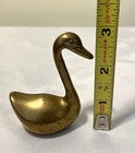 Vintage Solid Brass Swan Figurine Mid Century Paperweight Decor Read
