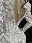 Vintage 70-80 Wedding Dress White Pendants Bow Back Sz4 Amazing Look 