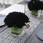 Artificial Velvet Rose Flower Centerpiece Arrangement In Vase For Home Weddin   