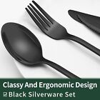24-piece Matte Black Silverware Set  Stainless Steel Flatware Cutlery  Kitchen
