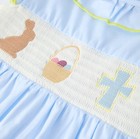 New Boutique Easter Bunny Rabbit Girls Embroidered Smocked Ruffle Dress