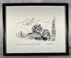 Set Of Two Vintage Ge Geivett Pen   Ink Drawing Print 1978 Framed