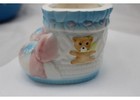 Large Vintage Napco Ceramic Blue Baby Booties Shoes Planter Bowl Nursery Decor