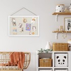 Cork Board Bulletin Board W  Linen 16 7  X 11  Framed Hanging Pin Board For Home