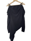 Guazza Women s Black Cold Shoulder Asymmetrical Blouse Rhinestone Straps Size 3