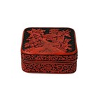 Handcrafted Vintage Chinese Red Lacquer Square Floral Accent Box Gb128