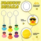 100 Pcs Mini Resin Duck Keychains Bulk Mini Sunglasses Resin Ducks Charms Pendan