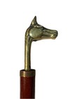 Vintage Brass Horse Head Shoe Horn 20    Wooden Handle Long Shoe Horn