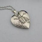 Heart Silver Beetle Keepsake Photo Locket Vintage Jewelry Gift