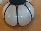 Tulip Lamp Shade Slag Glass Antique 8 Panel Hanging 18 X 11 Cream   Read Descrip