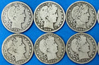 Barber Silver Half Dollars Lot Of 10 Coins All With Partial Liberties 1907-1915