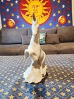 White Porcelain Rearing Unicorn Figurine With Gold Horn Fantasy Decor