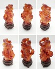 Old Chinese Hand Carved Orange Carnelian Agate Bird Flowers Snuff Bottle Asian 