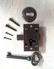 Small Antique Brass Flush Mount Cabinet Door Lock With Key - 1  Wide X 1 3 4  Hi