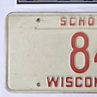 1973 Wisconsin School Bus License Plate     free         8489   Vintage Antique