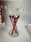 New Vintage Bouquet Champagne Toasting  Flutes 6  Red Stems W  Holding Vase