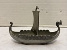 Vintage 3 5  Pewter Metal Viking Ship norway  norge  On Sail