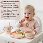 Personalized Name Food Grade 6pcs Baby Feeding Set With Spoon  Fork silicone    