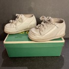 Vintage 60   s Stride Rite White Leather Baby Shoes 4 5 E  W Bells   Original Box