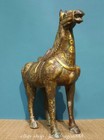 15 2  Chinese Bronze Ware Gilt Inscription Zodiac Year Horse Sculpture Statue