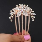  Gorgeous Crystal Hair Comb Bridal Wedding Flower Rhinestone Gem Side Comb Gold