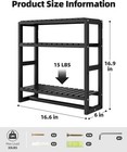 Over Toilet 3-tier Floating Shelf With Towel Bar  Bamboo  Black