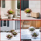 Artificial Agave Plant Outdoor Faux Succulent Garden Decor Red Green Set 2