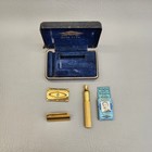 Vintage Gillette Gold Tech Fat Handle Razor W  Original Case