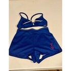 Vtg Elisabeth Stewart Blue Nautical Anchor Bikini Set High Waist Shorts Sz 8