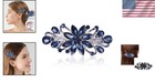 Elegant Dark Blue Rhinestone Flower Hairpin For Women - Luxurious Hair Barrette
