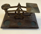 Vintage Warranted Accurate England Postal Office Scale Brass Wood No Weights