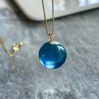Natural Ice  Aquamarine Gemstone Blue Crystal  Balls Pendant Aaaaa
