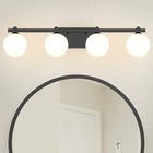  4-light Vanity Lights With Globe Glass Shade  Black Bathroom Light Fixtures 