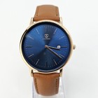 Mens Watch Minimalist Fashion Simple Wrist Watch Analog Date With Leather Strap