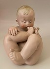 Gebruder Heubach German Bisque Action Piano Baby Seated Foot In Mouth 5  Antique