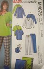 Mccall s M4675 Sewing Pattern Unisex Adult Lounge Wear L xl New Envelope Damage