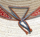 Vintage Mid Century Handwoven Mexican Palm Sombrero Embossed I o l  Band
