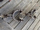 Antique Mexican Charro Iron Spurs With Silver Overlay And Large Rowels