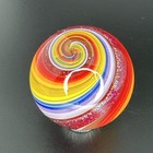 Contemporary Handmade Art Glass Marble 1 56  Bright   Red Dichroic Swirl Mib